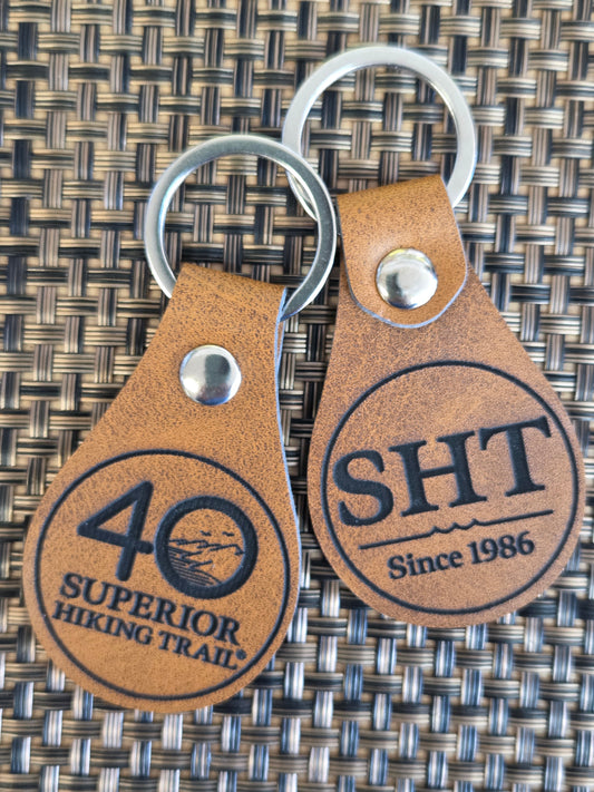 Superior Hiking Trail Logo Leather Keychain