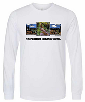 White Woodcut Design Long Sleeve Tee Full Color