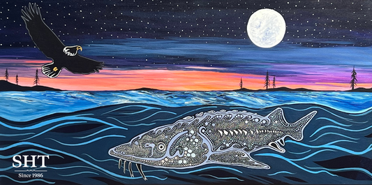 Superior Hiking Trail St. Louis River Sturgeon Sticker by Sam Zimmerman